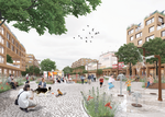 Visualisierung zur möglichen Umgestaltung des Elsterwerdaer Platzes als Teil der Grünen Hauptstadtvision