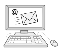 Zeichnung eines Computerbildschirms mit einem E-Mail-Zeichen darauf abgebildet 