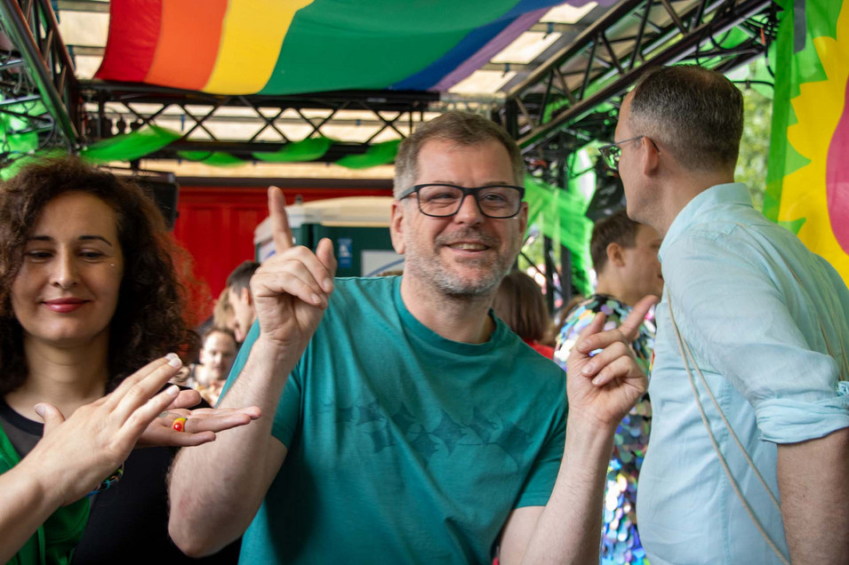 Werner Graf auf dem Wagen von Bündnis 90/Die Grünen Berlin Foto:&nbsp;Bündnis 90/Die Grünen Berlin