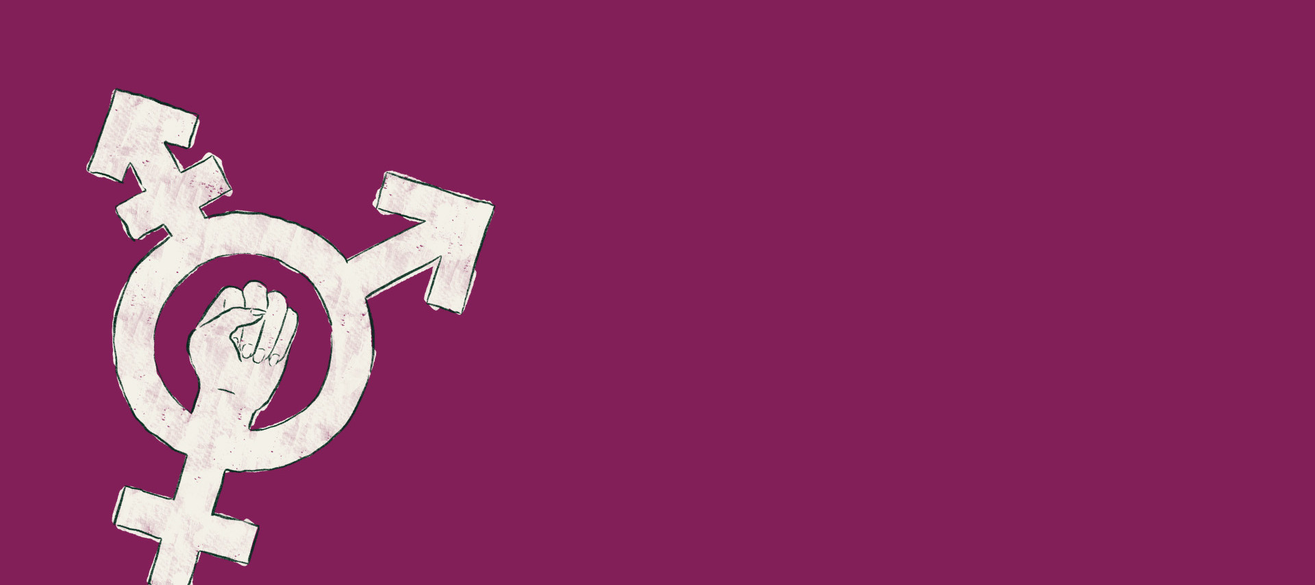 Ein weißes Transgender-Symbol auf einem lilafarbenen Hintergrund. 