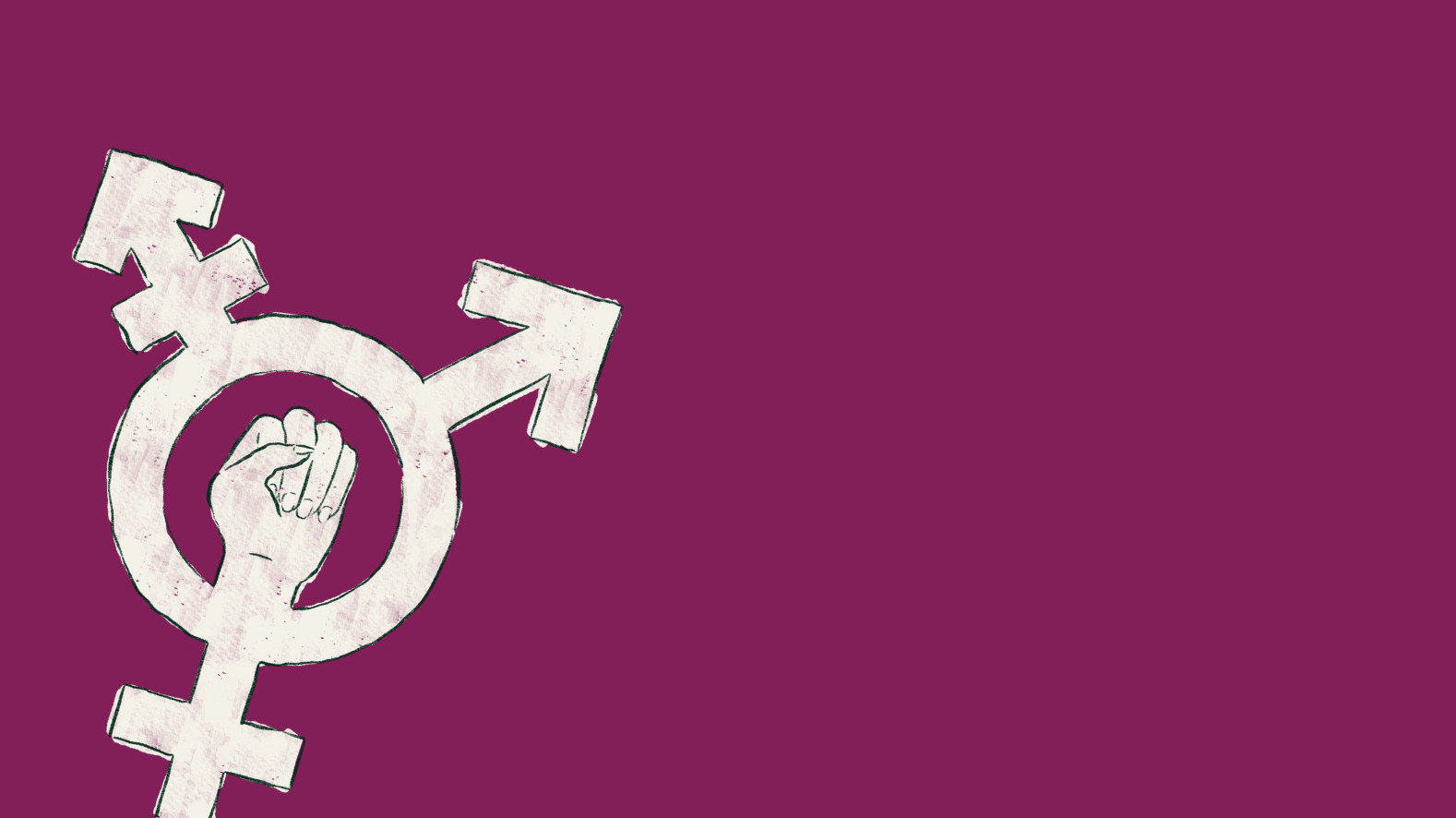Ein weißes Transgender-Symbol auf einem lilafarbenen Hintergrund. 